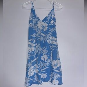 Hawaiian print Billabong Dress, blue and White, Size Small